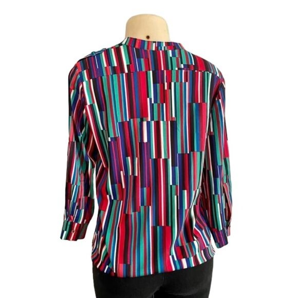 Calvin Klein Print Top Blouse with Roll Sleeves size M. - Picture 8 of 9